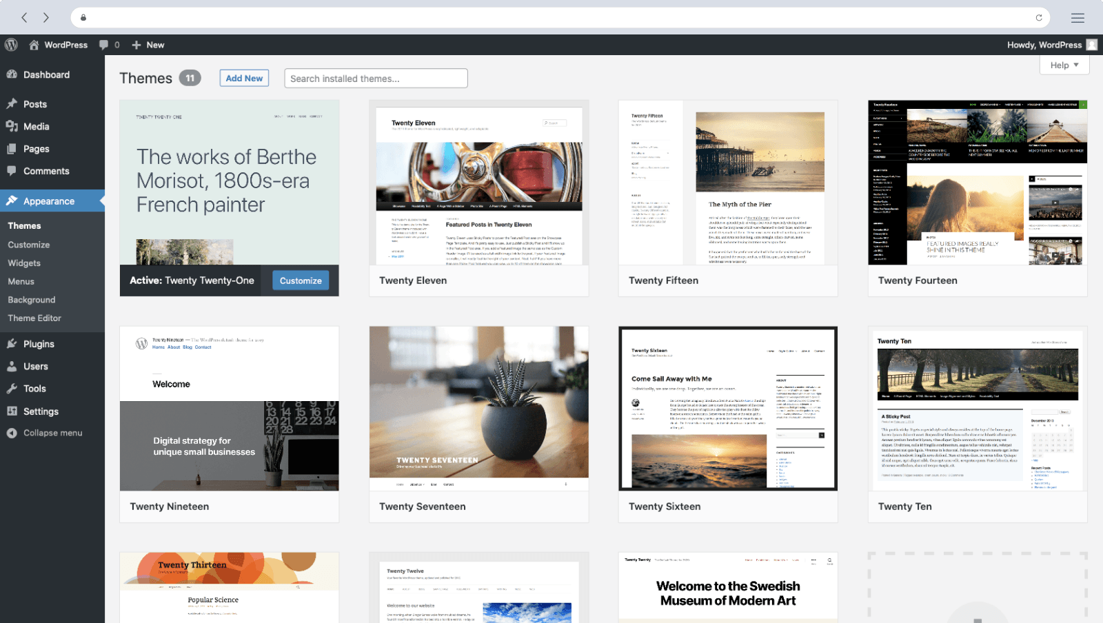 wordpress Interface WordPress