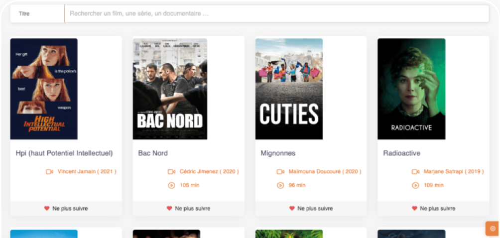 Interface de recherche de films Osmoz It